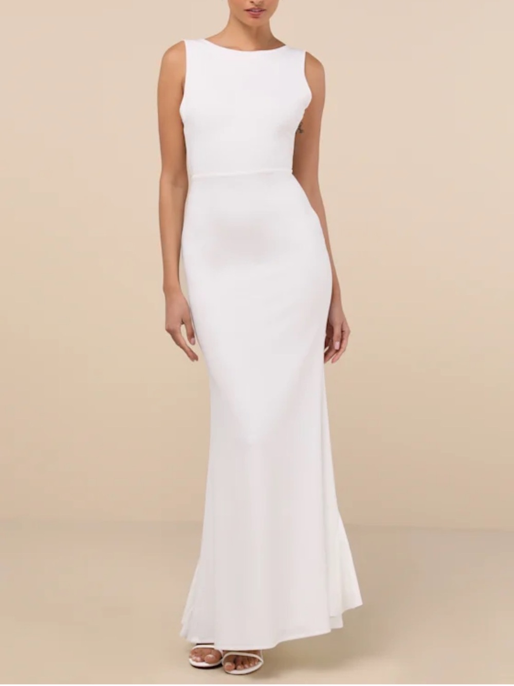 Lulu's White Backless Ruffle Gown - Picture 2 of 4